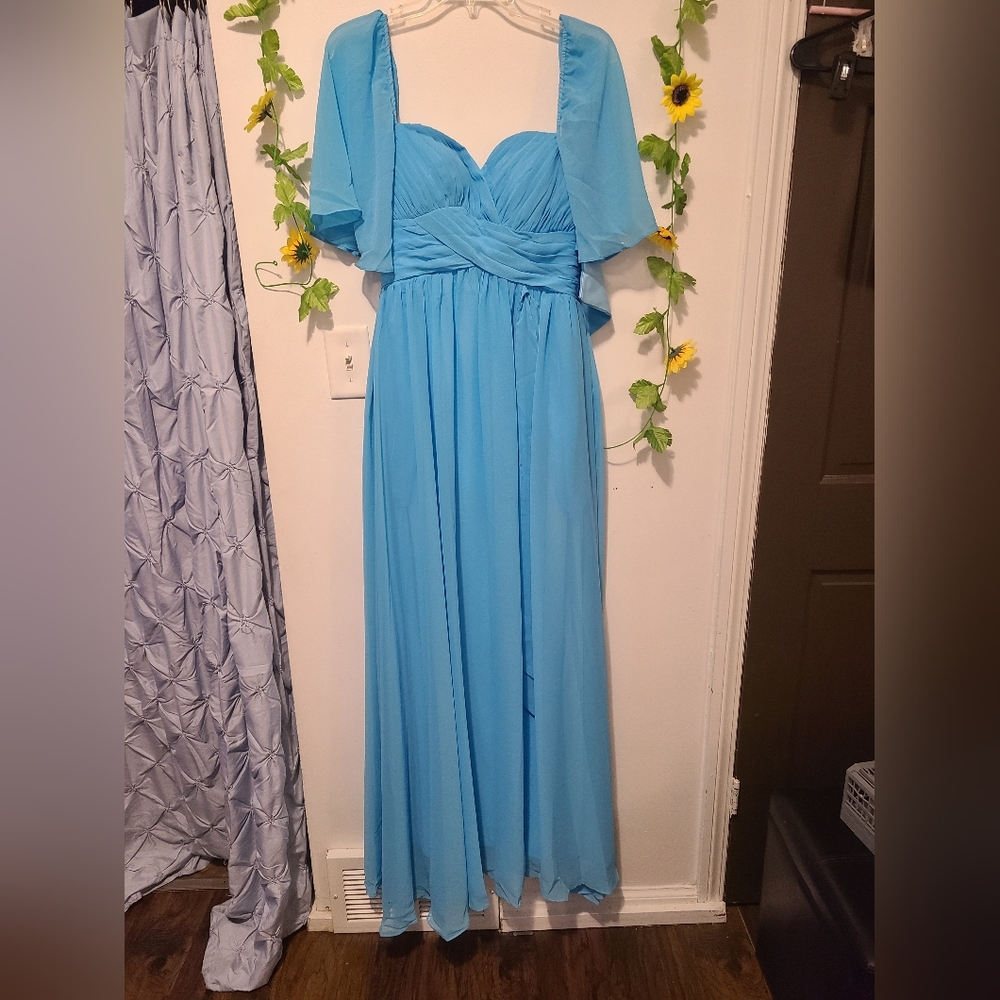 Nwt size 0 Women's Ruffle Sleeves Bridesmaid Dresses Long Chiffon V-Neck Formal